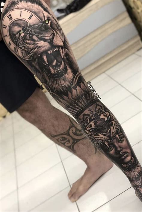 tatuagem masculina fechamento de perna  Primeira sessão de uma tatuagem de fechamento de perna em realismo 