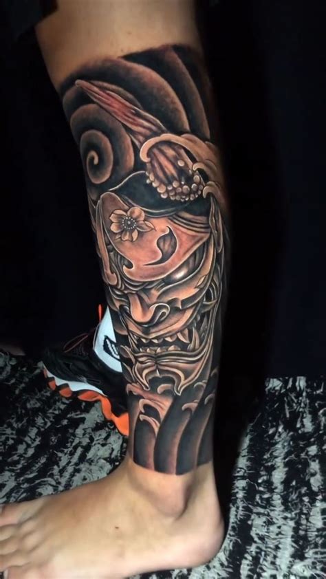 tatuagem na perna samurai  Foto enviada pelo Jefferson