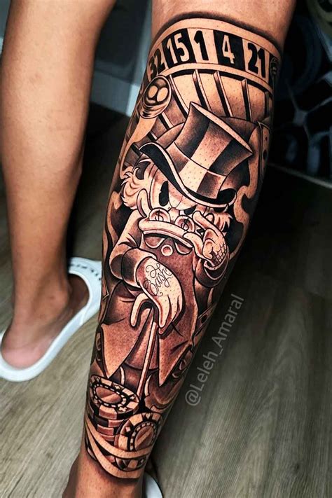 tatuagem tio patinhas na perna  Veja mais ideias sobre tatuagem, tatuagens impressionantes, tatuagem braço