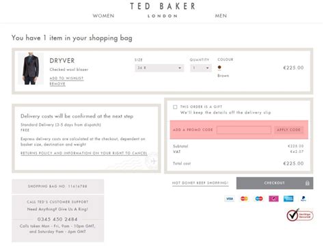 ted baker promo code canada com! Promo codes updated: October 2023