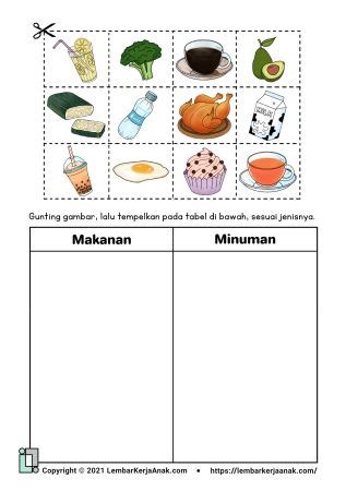 tema makanan dan minuman prasekolah  English;