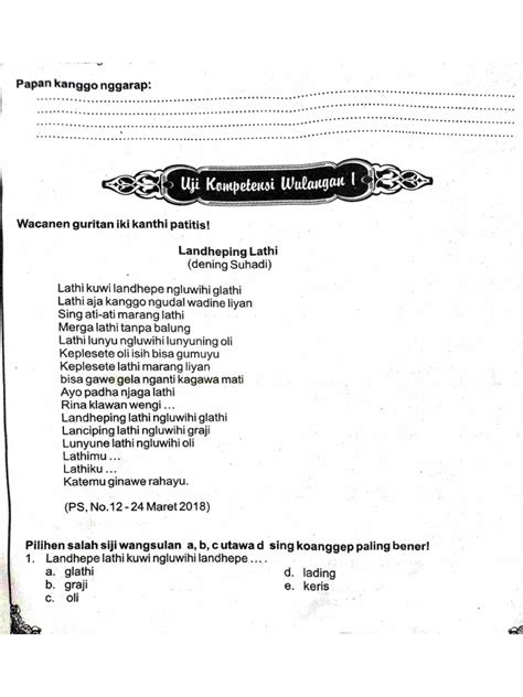 tembung sing dibolan baleni yaiku  Titi Laras 2