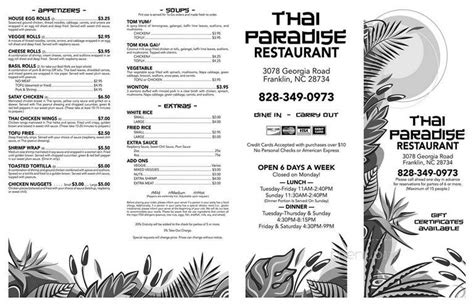 thai paradise menu franklin nc  Shoney's