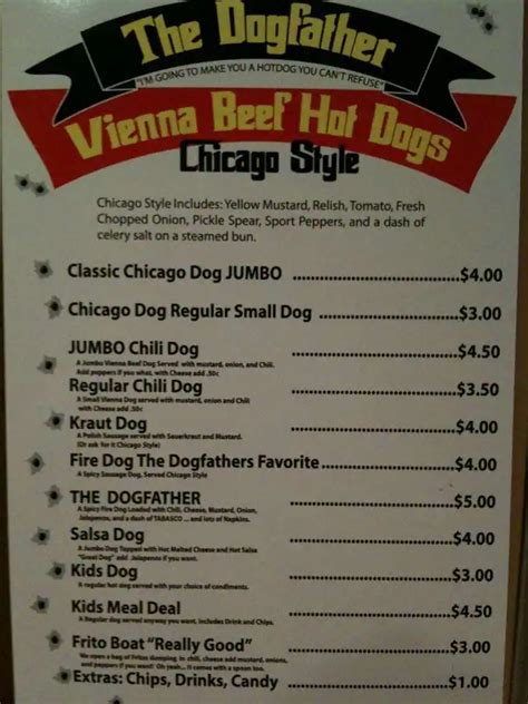the dogfather hot dogs menu  Bar Do Nika menu #2210 of 24556 places to eat in Manaus
