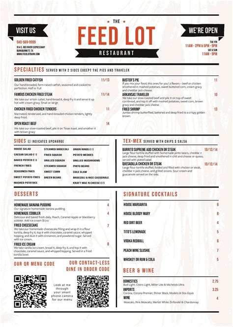 the feed lot restaurant menu  Tex-Mex Restaurant