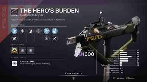 the hero's burden god roll  Destiny 2 The Hero's Burden God