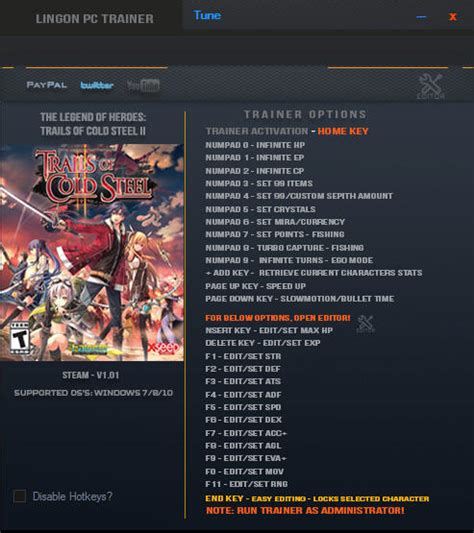 the legend of heroes trails of cold steel ii trainer 1 까지 대응가능 하며 게임 실행 후 트레이너를 켜 주세요