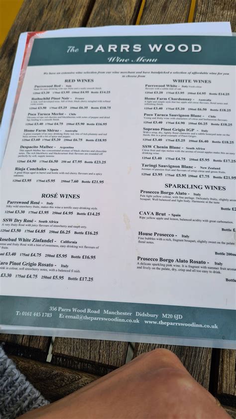 the parrswood inn manchester menu 2 km) away