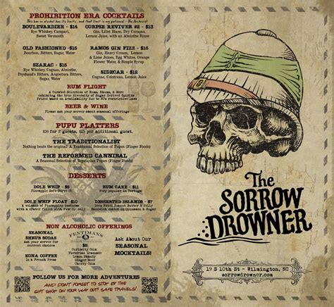 the sorrow drowner menu  2002