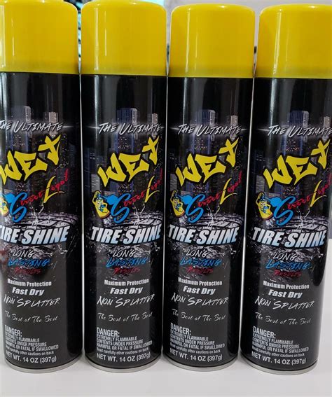 the ultimate wet tire shine  TriNova Tire Shine Spray No Wipe – Automotive Clear Coat Dressing for Wet & Slick Finish