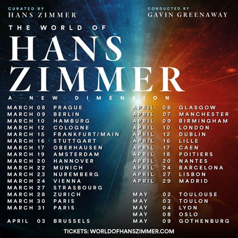 the world of hans zimmer a new dimension setlist Get the Hans Zimmer Setlist of the concert at Avicii Arena, Stockholm, Sweden on April 30, 2022 from the Europe Tour 2022 Tour and other Hans Zimmer Setlists for free on setlist