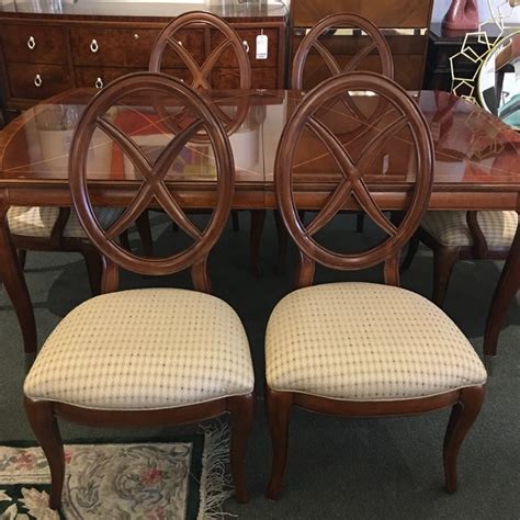 thomasville bogart collection dining room set French Country Thomasville Walnut Cane Back Dining Room Chairs, Set of 6