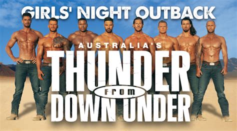 thunder from down under chumash  These handsome Australian blokes love to interact with their fans as they don skimpy costumes during choreographed production numbers featuring pirates,