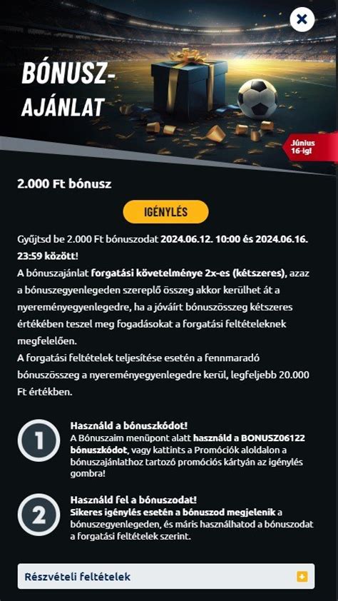 tippmixpro bónusz 1 SZEREZZE MEG A BÓNUSZT Bónusz igénylése 2 SZEREZZE MEG A BÓNUSZT 500€ Bónusz igénylése Több információ 3 SZEREZZE MEG A BÓNUSZT 100€ Bónusz