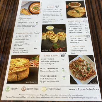 tokyo mithaiwala canada menu 