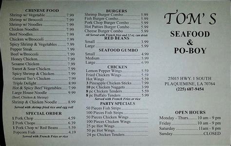 tom's seafood plaquemine  The Best Little