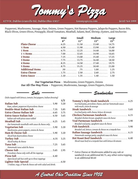 tommy's pizza, llc dublin menu  A historic pizza and craft beer establishment serving Gettysburg, PA since 1973