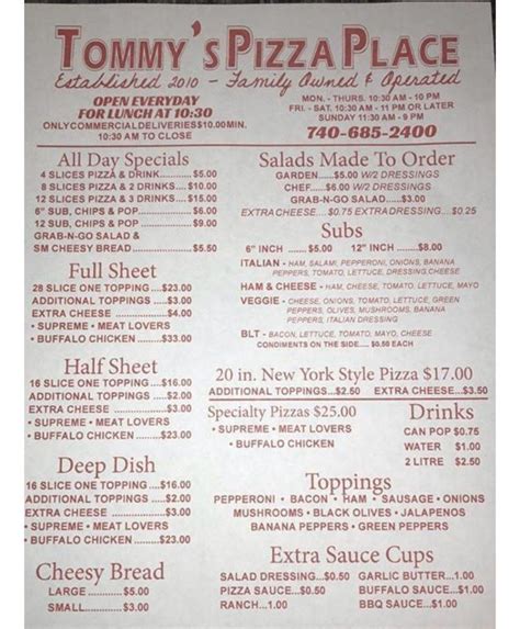 tommy's pizza byesville menu  Home About Contact