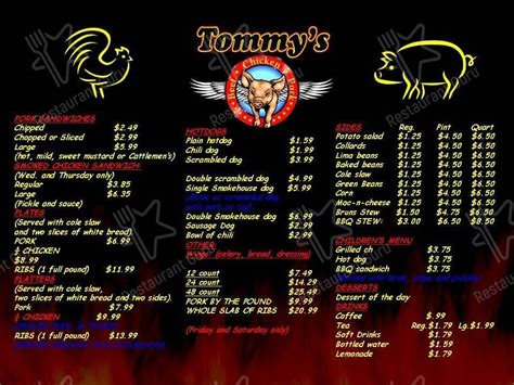 tommy's smokehouse barbeque ellerslie menu  •