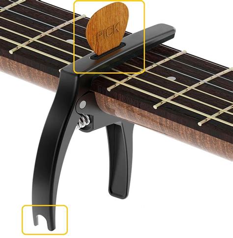 tux guitar capo  -> Various effects (bend, slide, vibrato, hammer-on/pull-off)Overall, the WINGO Guitar Capo for Acoustic and Electric Guitars is an excellent accessory for any musician looking for a versatile and high-quality capo that is easy to use and provides excellent protection for their instrument