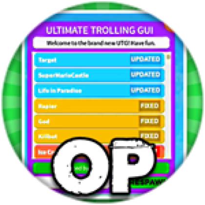 ultimate trolling gui v4 big("TallTalentedThomas94")Universal Script 📌 - TROLL GUI FE OP! Universal Script 📌 - TROLL GUI FE OP! Home Upload