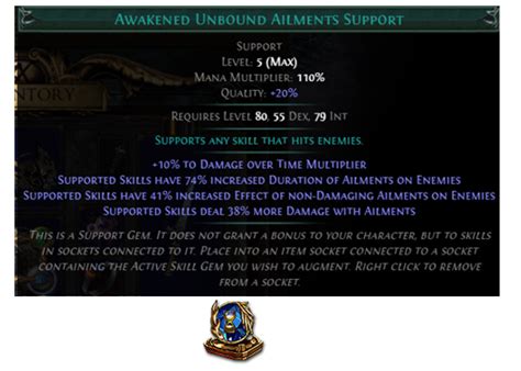 unbound ailments support poe  Gain Innervation on Killing a Shocked Enemy with Supported Skills