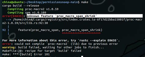 unknown feature `proc_macro_span_shrink` 0 Compiling libc v0