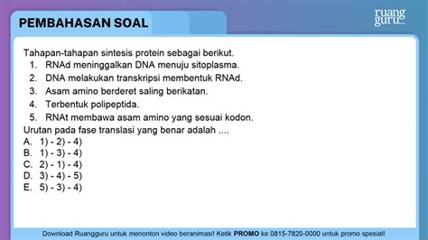 urutan sintesis protein yang benar  a