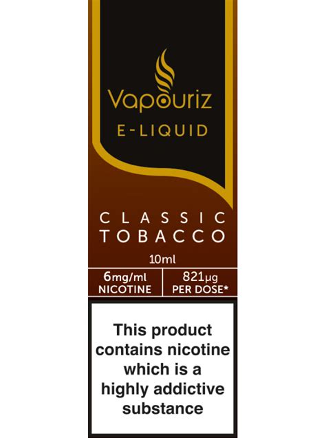 vapouriz classic tobacco 5 X Vivid E Flavours 11mg Classic Tobacco - FREE Postage