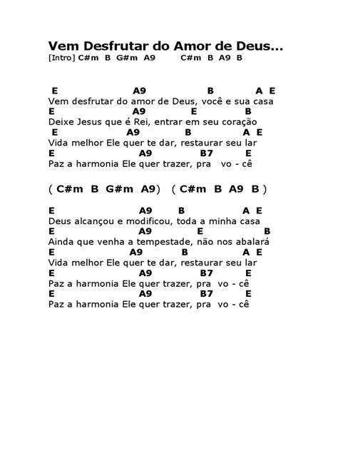 vem desfrutar do amor de deus cifra simplificada Ir para a cifra correta