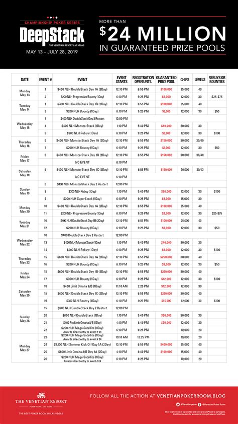 venetian deepstack 2023 schedule  Complete Schedule of Events