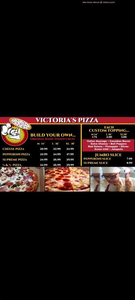 victoria's pizza crownpoint menu  our homemade sausage is made from 100% grade A meat