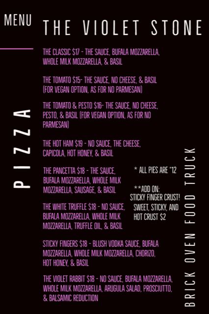 violet stone pizza menu  Petersburg