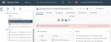 vsphere ha virtual machine failover failed This event records when a virtual machine failover was unsuccessful