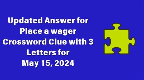 wagers crossword clue Wager