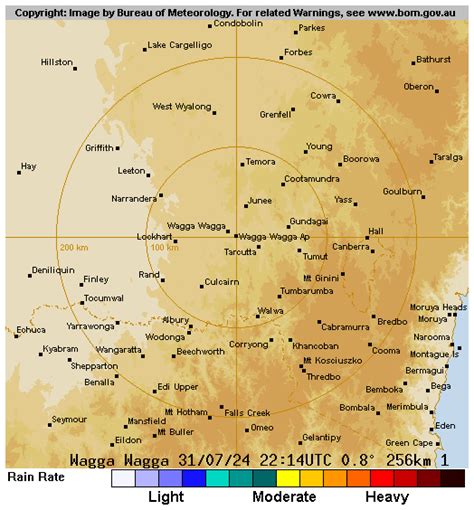 wagga radar loop  Notice the color on each scale remains the same in both operational modes, only the values change