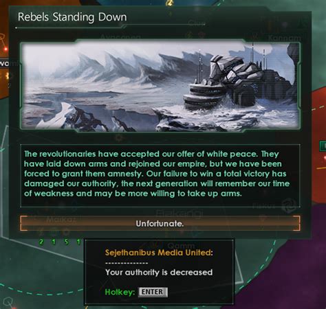 white peace stellaris I was in a war with two enemy empires who ganged up on me, I started to take back some space and killed off one of their bigger fleets, so now they just deicded they wanted a white peace and bam, its peace, I didnt even get he option to say no