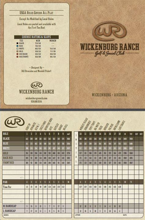 wickenburg ranch scorecard  Tucson, AZ