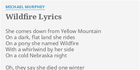 wildfire lyrics You're a wildfire You're a wildfire I'll set you free I'll let you be Your love is wildfire So I'll set You free I'll let you go, I'll let you move, I'll let you be Your love is wildfire And it can't be tamed Oh, You're gonna do what you're gonna do So I'm gonna let You have Your way Go on and have Your way Go on and have Your way Yeah, yeah Go