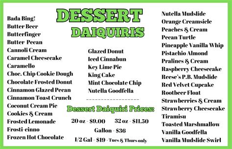 wiseguys daiquiris menu  Tajayda B