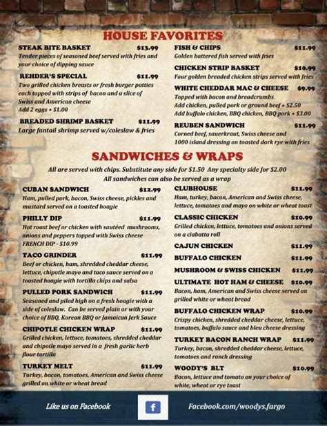 woody's bar and grill fargo menu  Home; MenuPix Tennessee; Switch Cities;