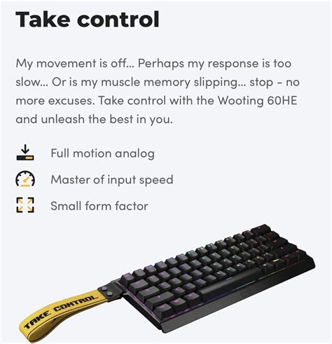 wooting 60he india  Every single key outputs an analog signal that can be used for numerous features that enhances your typing and gaming experience