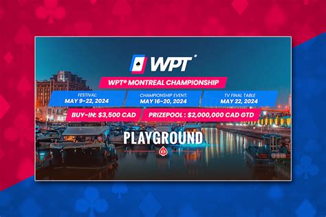 wpt montreal  The WPT Montreal Online festival starts on January 17 and plays until February 1 highlighted by the $2 million guaranteed WPT Montreal Online Main Event taking place… WPT Staff Jan 13, 2021 Los Angeles, CA (January 13, 2021) – The World Poker Tour® is a few weeks away from crowning its first WPT® Champions Club member of 2021 on partypoker