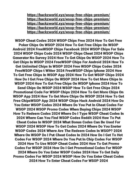 wsop chip codes 2023  13 clicks · 1 hour ago