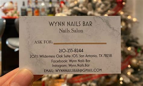 wynns nail bar  Wynn's Nail Lounge of San Antonio, Texas 78240 is a local nail spa that offers quality services including: Acrylic Nails, Spa Pedicure, Nail Enhancement, A La Care, Eyelashes, Kid Services, Waxing