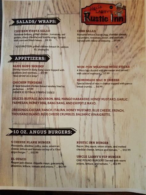 ye rustic inn menu  96% (28) Quick view