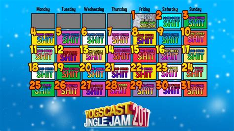 yogscast jingle jam 2017 schedule  Seeing as the…Watch the Jingle Jam live: charity and get the Jingle Jam bundle here: they keep reading donations at the end, it'll pick up steam