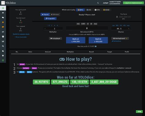 yolodice  YOLOdice is a game of chance built around Bitcoin and other crypto-currencies