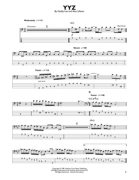 yyz bass tab  Yyz bass tabs