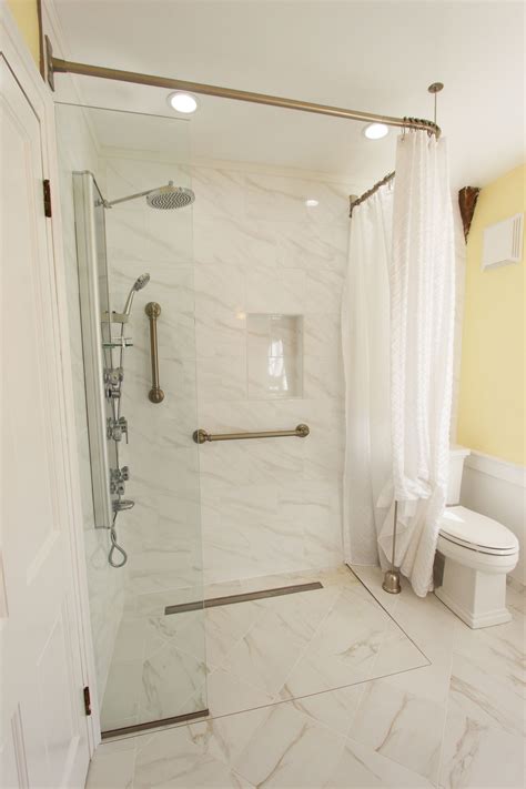 zero threshold shower ideas  Neo-angle corner shower enclosure: 38 in